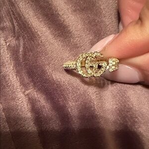 Authentic Gucci Gold Women's Ring with studs and Iconic GG Logo